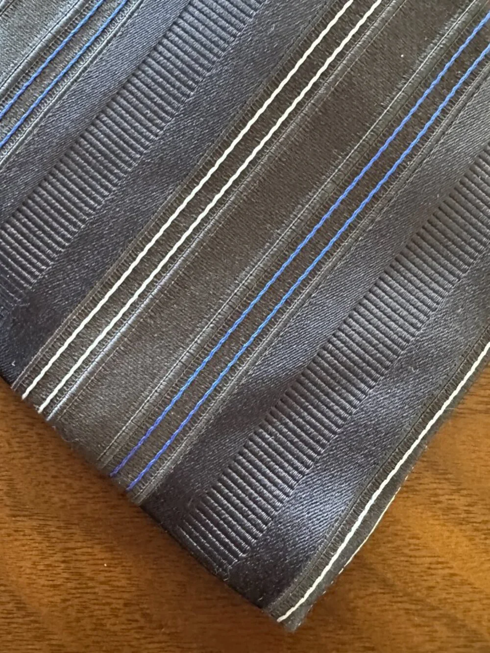 Canali Gray Blue White Diagonal Stripe Tie